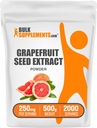 BulkSupplements.com Poudre d'extrait de pépins de pamplemousse - Suppléments de pépins de pamplemousse, source antioxydante - supplément à base de plantes, sans gluten, 250mg par portion, 500g (1,1 lb) (paquet de 1)