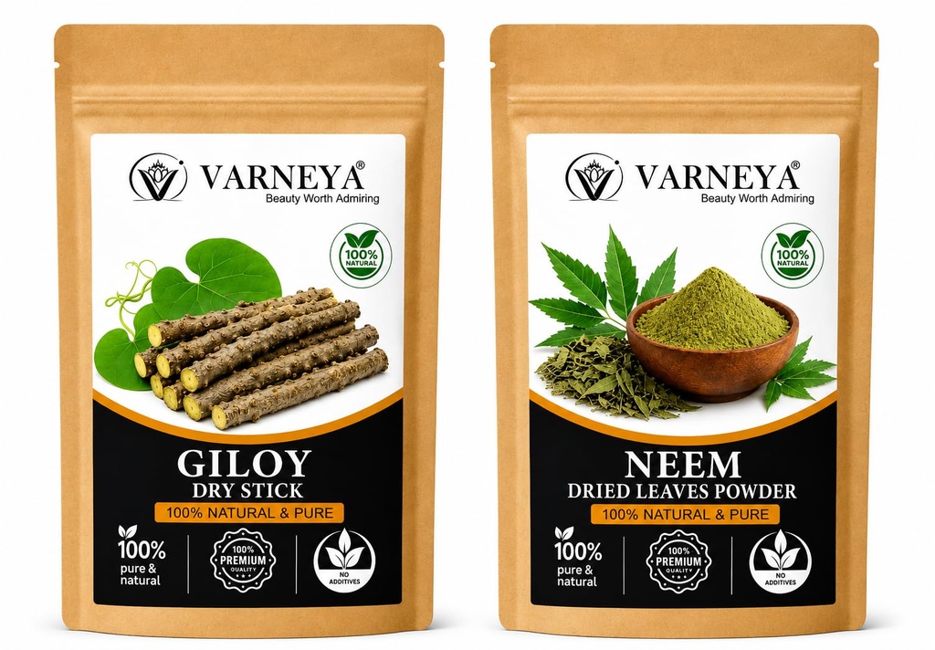 Ayurvedic Daily Wellness Herbs | Organic Giloy Stem & Neem Leaves