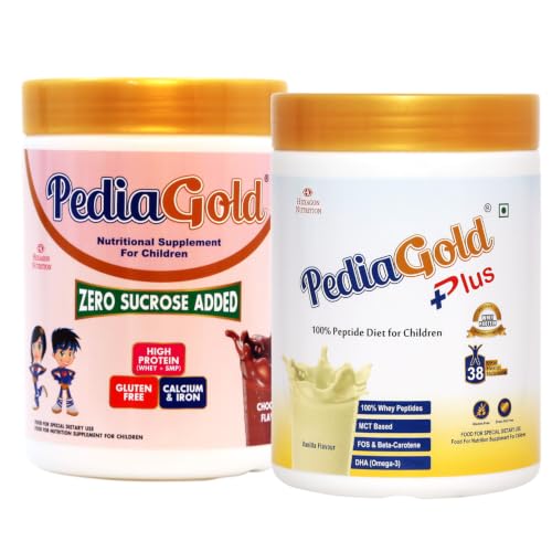 PediaGold Plus Vanilla & PediaGold Chocolate | 400g | Kids Nutrition | Peptide Diet | Easy to Digest Nutrition