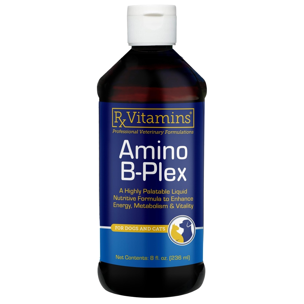 Rx Vitamines Supplément chat et chien Amino B-Plex - Complexe liquide de vitamine B Plus Acides aminos pour chiens et chats - Booster de l'appétit et gain de poids chat et chien - Suppléments et vitamines - 8 oz