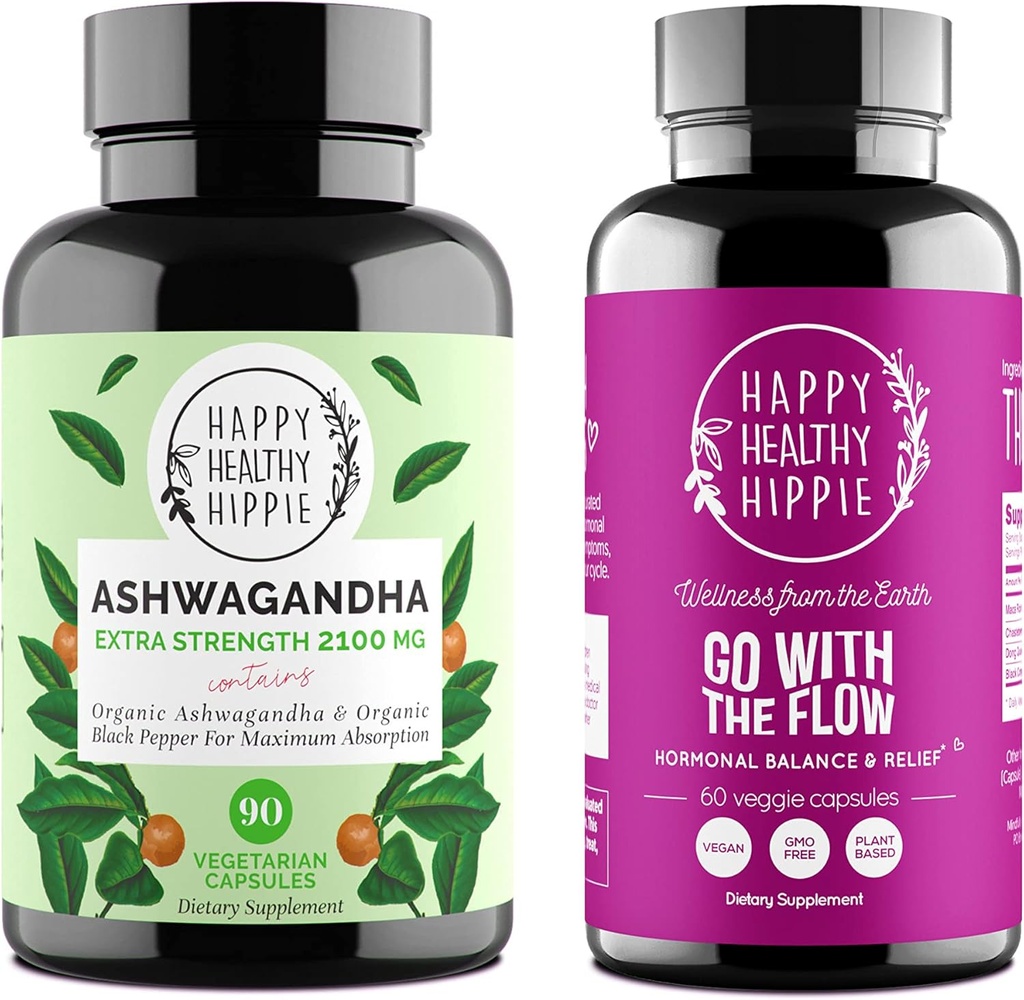 Happy Healthy Hippie Aller avec le bouquet de flux (2pk) - Aller avec le flux et Ashwagandha