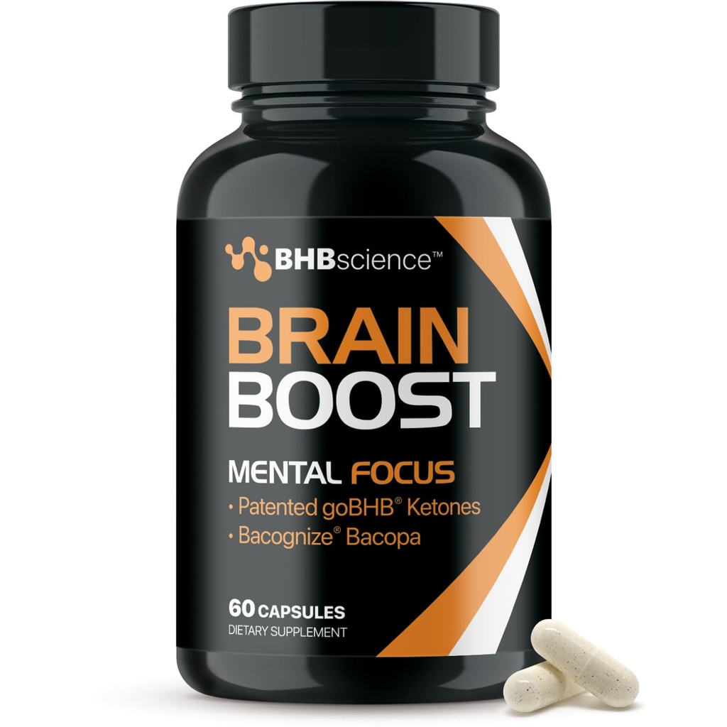Supplément Brain Booster pour Focus - Nootropics cliniquement validé Supplément Brain Support avec Bacopa Monnieri Extract & Breveted goBHB for Cognitive Support - 3ème partie testée (30 portions)