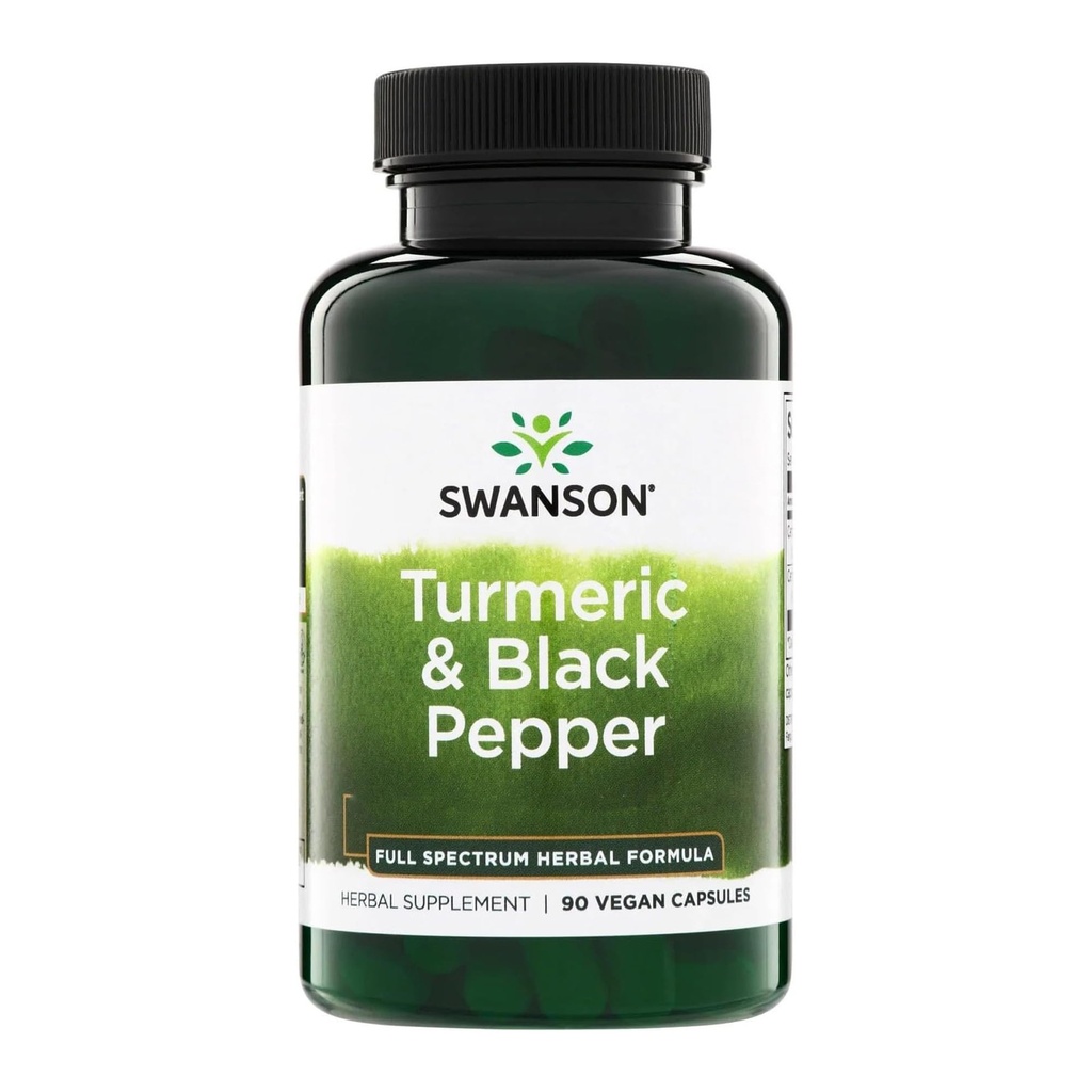 Swanson Premium- Poivre Turmérique et Noir - Antioxydant, Digestion et Support articulaire - 90 bouchons de vélo (3 pack)