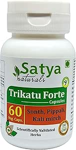 Trikatu Forte Capsules 500 mg. 60 Gél. Capsules Trikatu (Pippali, Kali Mirch, Sonth) Extraits Capsules pour hommes et femmes.