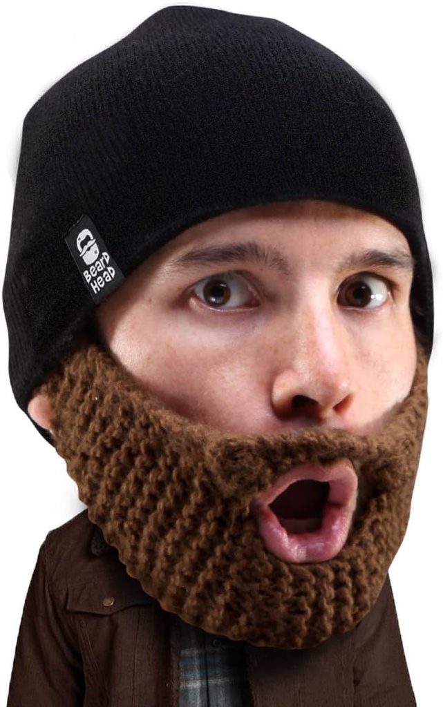 Bonnet Populeuse Stubble tête de barbe - Chapeau en tricot fait main d'origine et barbe amovible