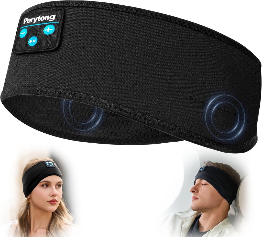 Perytong casques de sommeil Bluetooth casque casque sans fil bande pour lits latéraux - casque pour dormir - bande de sommeil pour Insomnia Nuit Voyage, Don pour les femmes hommes maman papa