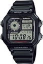 Casio AE1200WH Série , Hommes , Montre numérique , 100M WR , Multi Alarmes , 100 SEC chronomètre , Compte à rebours , Carte mondiale pour le temps mondial , Lumière LED , LC Affichage analogique , Batterie 10 ans
