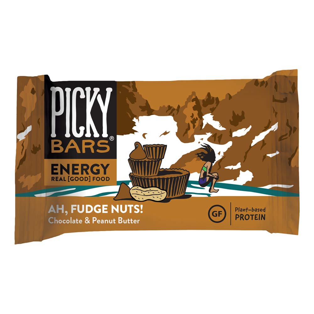 Barres piquantes Barres d'énergie alimentaire, Protéines végétales, All-Natural, Sans gluten, Non-OGM, Non-Dairy, Ah, Fudge Nuts, Pack de 10