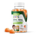 Viteey Zinc pour les Gummées Enfants 10mg, avec Vitamine C & Echinacea - Soutien immunitaire, puissant antioxydant naturel, supplément de vitamine Zinc pour enfants - Vegan, sans gélatine - Saveur d'orange à mâcher