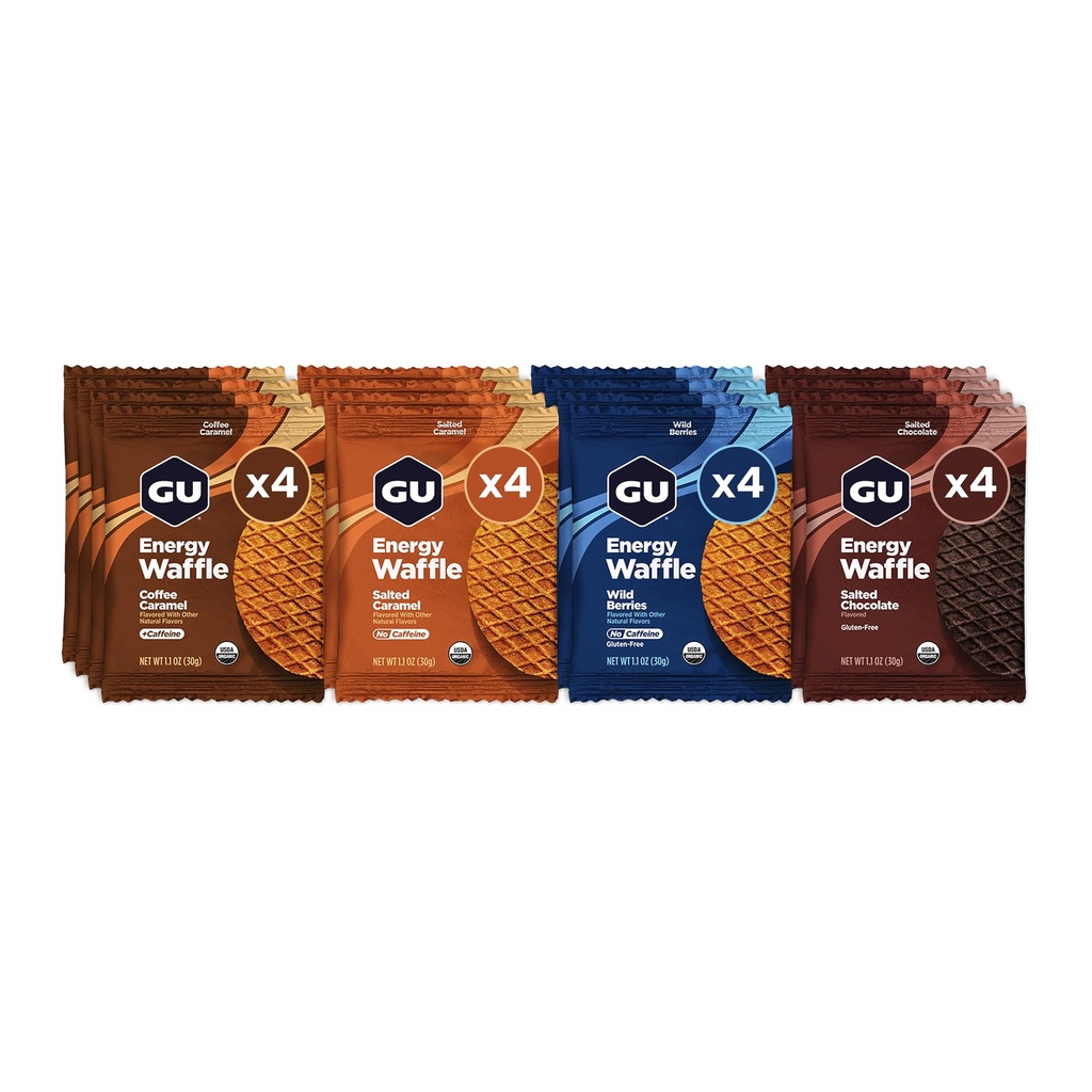 GU Energy Stroopwafel Variety Pack Sports Nutrition Gaufre, caféine incluse, et laiterie casher, énergie en marche pour toute séance d'entraînement, 16 comtes