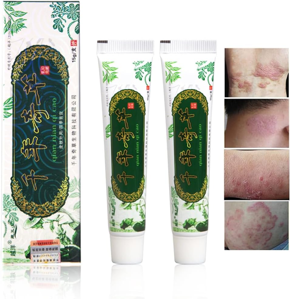 Crème à base de plantes mille ans Eczéma chinois, crèmes de psoriasis Dermatite et crème de prurit Eczéma Psoriasis JIULIN Ointment (2PCS)