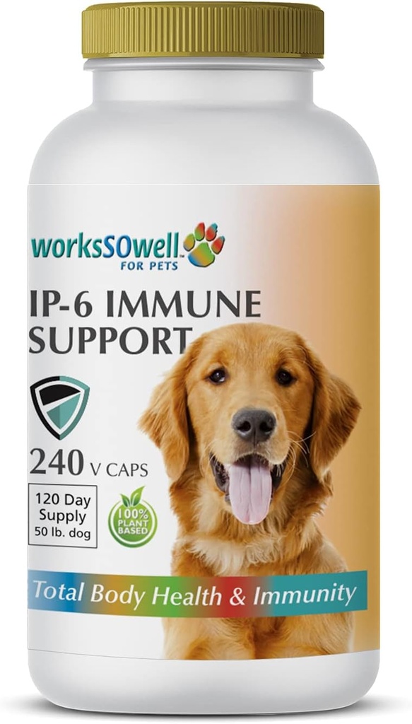 1-TDC WorksSoWell IP-6 Immune Support pour chiens – 240 V-Caps – aide à promouvoir la santé des os, des dents, du rein, des fonctions hépatiques et de la santé cardiovasculaire – santé totale et immunité