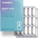 VWELL Acide borique Suppositoires vaginales - Maintien et équilibre pH vaginal sain et microbiome pour gérer l'irritation brûlante odor démangeaison - Médecins recommandés (Une taille, 30, Compte)
