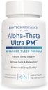 Recherche en biotique Alpha Theta Ultra PM L Theanine, Passionflower, Lemon Baume, soutient GABA, sérotonine, régule les rythmes circadiens, 60 Capsules