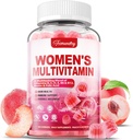 Gommies multivitamines pour femmes - Multivitamine sans sucre pour femmes avec des vitamines A, C, D, E, Niacine, Folate, B6 & B12, Fer, Calcium, Zinc - Multivitamines et minéraux pour la peau, les cheveux, l'énergie et l'Immune
