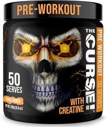 JNX SPORTS La Malédiction ! Poudre de pré-entraînement pour hommes et femmes, caféine, bêta-alanine, créatine, L-Citrulline, 50 portions, orange mango-arôme – Boost Energy, Strength & Focus