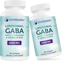 Suppléments GABA Liposomales 1000mg avec L-Theanine 200mg, Haute Absorption,Ashwagandha,Camomille,Tart Cherry Herbal Supplément pour adultes,120 Softgels,Non-OGM,Sans gluten