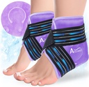 Atsuwell Ankle Ice Pack Wrap 2 Packs, Ankle Ice Wraps Flexible Gel Cold Pack pour talons de pied, thérapie de compression froide pour adoucir, violet