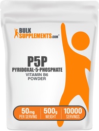 BulkSupplements.com Pyridoxal 5 Poudre de phosphate - Supplément vitamine B6 P-5-P, P-5-P 50mg - Supplément P5P, sans gluten, 50mg de par portion, 500g (1,1 lb) (paquet de 1)