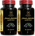 ACAI Berry Extract - Superfood from Chile Antioxydants, Immune Support for Women and Men, Natural Wellness Support, Acai for Energy - 2 bouteilles 120 Capsules