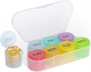 NatureTouch Weekly Pill Organizer, BPA Free Medicine Organizer Rainbow 7 Day Pill Box, Container quotidien de pilules portables pour pilules/vitamine/huile de poisson/Suppléments [Version la plus récente]