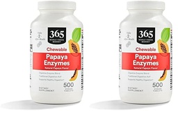 365 par Marché des aliments entiers, Papaya Enzymes, 500 Chews (paquet de 2)