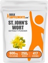 BulkSupplements.com Extrait de millepertuis - Supplément de millepertuis, supplément à base de plantes pour l'humeur - Sans végétalien et sans gluten, 600mg par portion, 250g (8,8 oz) (paquet de 1)