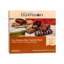 Nutrition de l'état de la noix de muscade Barres de rechange à la barre ou à la barre de repas à haute teneur en protéines - 15g Boîte de variétés de barres protéiques (7ct) - Sans gras trans, sans aspartame, sans casher, haute fibre