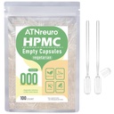 1000 Capsules Vegan vides avec 2 Micro Spoons - 100 Compte Capsule Végétarienne vide - Capsules de pilules vides pour suppléments de poudres