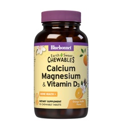 Bluebonnet Nutrition Calcium Magnésium Plus Vitamine D3 Truffe de terre, Bone Health & Muscle Relaxation, Sans soja, Sans gluten, Sans casher, Sans lait 90 comprimés à croquer à la vanille orange