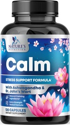 Support naturel pour calme, détente et détente - Ashwagandha, GABA, Magnésium, L-Theanine et plus - Focus naturel, énergie et protection immunitaire - Nature's Non-OGM, végétalien, sans gluten, mis en bouteille aux États-Unis - 120 Capsules