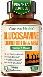 Supplément de glucosamine Chondroitin MSM – Suppléments articulaires avancés pour les hommes et les femmes avec/Sulfate de glucosamine 1000mg, Sulfate de glucosamine et MSM, Vitamine B12 et plus pour la santé conjointe – Admissibilité de la FSA