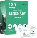 Essuie-glaces Lensmate 120 Count Lens pour Lunettes de vue, Pré-Moyennées et Enveloppées Individuellement, Essuie-glaces pour Lens Cleaning pour Lunettes de vue, Lunettes de soleil, lunettes de soleil et objectif caméra