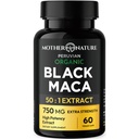 Black Maca Root 50:1 Extrait 37 500mg – 60 Capsules Bio Péruvienne Maca Peruana Supplément pour les hommes