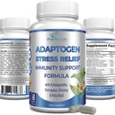 Adaptogen Stress Relief Immune Support Formula - Support adrénal Adaptogène avec Ashwagandha, Astragalus, Ginseng, Saint Basil, Rhodiola, Amla, Maca, Schisandra, Non-OGM - 60 Capsules