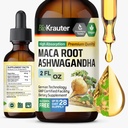 BIO KRAUTER Maca Root and Ashwagandha Teinture - Maca & Ashwagandha Suppléments pour hommes et femmes - Supplément liquide pour le soutien de l'humeur - Sans alcool et sans sucre - Vegan gouttes 2 Fl.Oz.