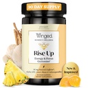 Winged Wellness Rise Up, Energy & Focus Gummies pour les femmes - Supplément de Gummy Brain Boost quotidien avec la caféine naturelle, Ashwagandha, B12, Nootropics Alpha-GPC et Lion - Ananas, 60 Gummies