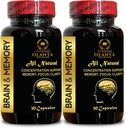 SOUTIEN MÉMOIRE - Amélioration de la mémoire, soutien cognitif, vitamines pour aider la mémoire et la fonction cérébrale, Formulé pour soutenir la concentration et la netteté - 2 bouteilles 60 capsules