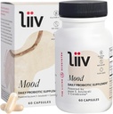 Supplément de soutien à l'humeur LiiV – 8 milliards de CFU hommes et femmes probiotiques – Supplément quotidien à l'humeur et au soutien digestif – mieux-être corporel entier, alimenté par Saccharomyces boulardii & Cerebiome (60 capsules)