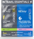 Pack de voyage avec suppléments d'énergie et de sommeil - 30 Compte - Pack portable avec bandes de caféine pour l'énergie et les bandes de mélatonine pour le sommeil pendant le voyage - Fabriqué aux États-Unis, sans sucre et sans gluten