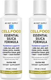 Cellfood Essential Silica formule anti-âge, 4 fl oz, 2 pack - soutient des os sains, des articulations, des cheveux, de la peau, des ongles, des dents et des gencives - facile à absorber - sans gluten, sans thiaminase, sans OGM - 80 jours d'approvisionnement