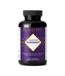 NAOMI Italien Citrus Bergamot 500mg + Resveratrol, Cardiologue primé Dvlpd, soutient le cholestérol normal et la fonction cellulaire saine, 7 Polyphénols clés, Resveratrol & Olive Leaf, 90 jours de réserve