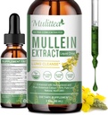 Gouttes de Mullein pour les poumons et le drainage lymphatique - Lung Cleanse & Detox- Vegan Mullein Leaf Extract Support Immune, Respiratoire Digestive -9 Potent supplément à base de plantes pour renouveler - comme liquide