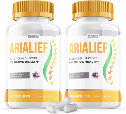 (2 Pack) Arialief Capsules Sciatica - Formule Officielle - Arialief Vitamine Supplement Advanced Strength Formula, Arialief Capsules Nutritional Support Maximum Strength Overall Wellness (120 Capsules)