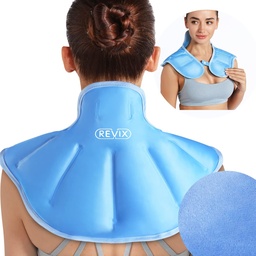 RETIX Ice Pack pour le cou et les épaules Upper Back Disconfort, large collier Ice Pack Wrap avec doublure en peluche douce, gel réutilisable Compresseur froid pour la récupération après l'entraînement, bleu