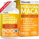 PrimeMD 19-en-1 Peruvian Maca Root Capsules - 9125 mg Ashwagandha Suppléments avec Maca Fenugreek et Ginseng pour le soutien de l'humeur, de l'hormone et de la performance (120 capsules)