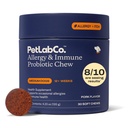 PetLab Co. Allergies et immunitaires probiotiques quotidiens pour chiens. Supporte la production de levures, allergies saisonnières, Itchiness intermittente, Gut et santé digestive pour chiens de taille moyenne, emballage mai Vary