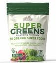 Fermes de campagne Super Greens Saveur naturelle, 50 Super aliments biologiques, USDA Mélange de boisson biologique, Fruits, Légumes, Super Greens, avec fibre, champignons et probiotiques, soutient l'énergie, 60 portions, 900g