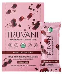 Truvani à base d'usine de snack Bars de chocolat cerise Chip 12 Pack de 5g de protéines USDA biologique et végétalien.
