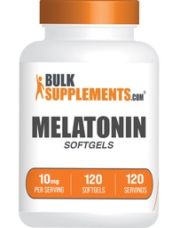 BulkSupplements.com Mélatonine 10 mg de softgels - Mélatonine pour adultes, Supplément de sommeil - 10 mg de mélatonine par portion, sans gluten, 1 softgel par portion, 120 Nombre (paquet de 1)